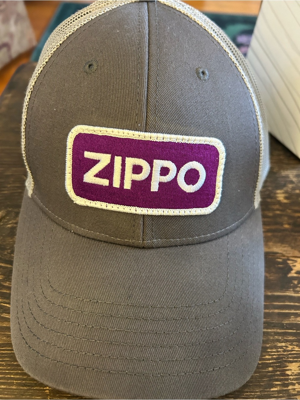 Zippo Men's Gray Trucker Hat with Purple Patch